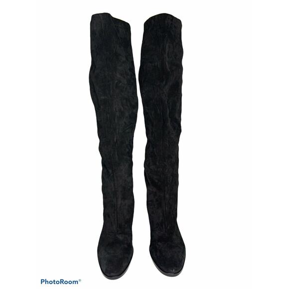 Vince casper Black Suede Slouchy Ruched Block Heel‎ Knee High Boots 8 $595 NEW - Picture 4 of 6